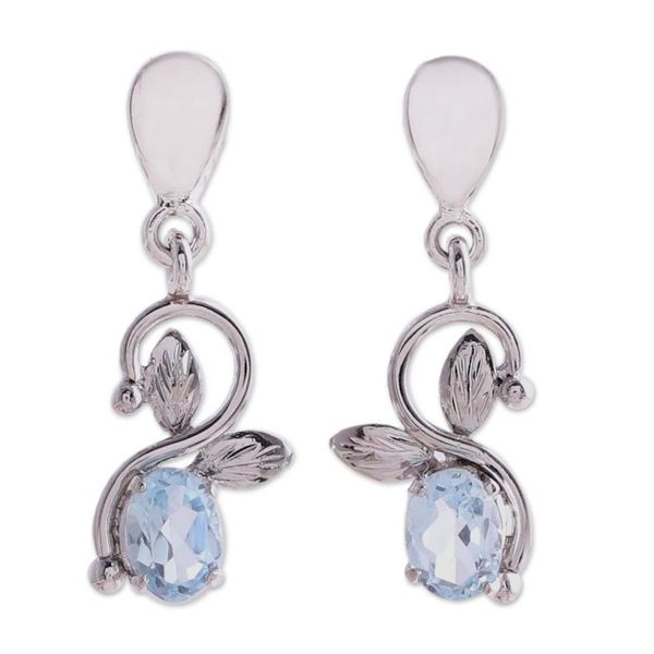 Alternate image for Blue Topaz and Sterling Silver Dangle Earrings Blue Magic