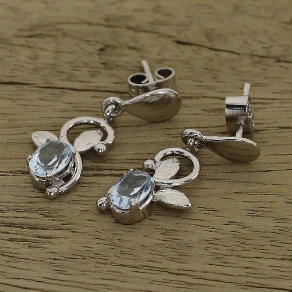 Alternate image for Blue Topaz and Sterling Silver Dangle Earrings Blue Magic