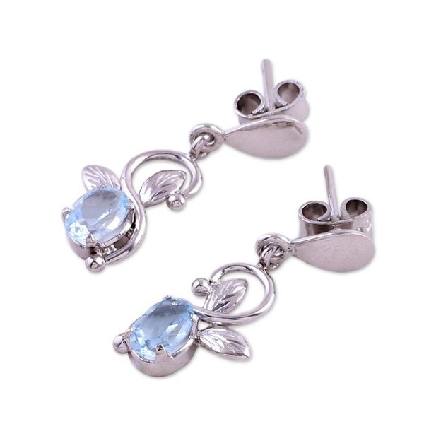Alternate image for Blue Topaz and Sterling Silver Dangle Earrings Blue Magic