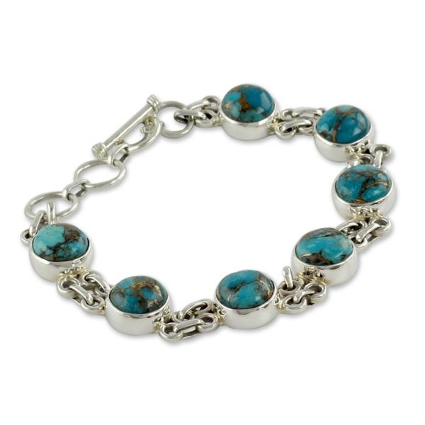 Alternate image for Silver and Comp Turquoise Bracelet from India Jewelry Sky Paths