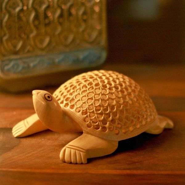 Alternate image for Artisan Crafted Indian Sculpture Hand Carved in Wood Lucky Turtle