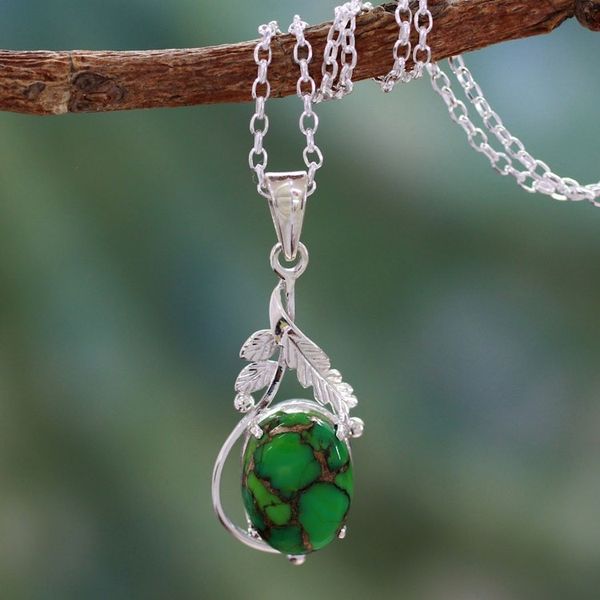 Alternate image for Green Composite Turquoise Jewelry in a Silver Necklace Verdant Elegance