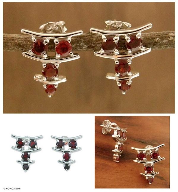 Alternate image for Garnet earrings Scarlet Stars