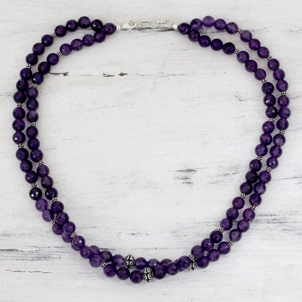 Amethyst strand necklace 'Wisdom's Fortune'