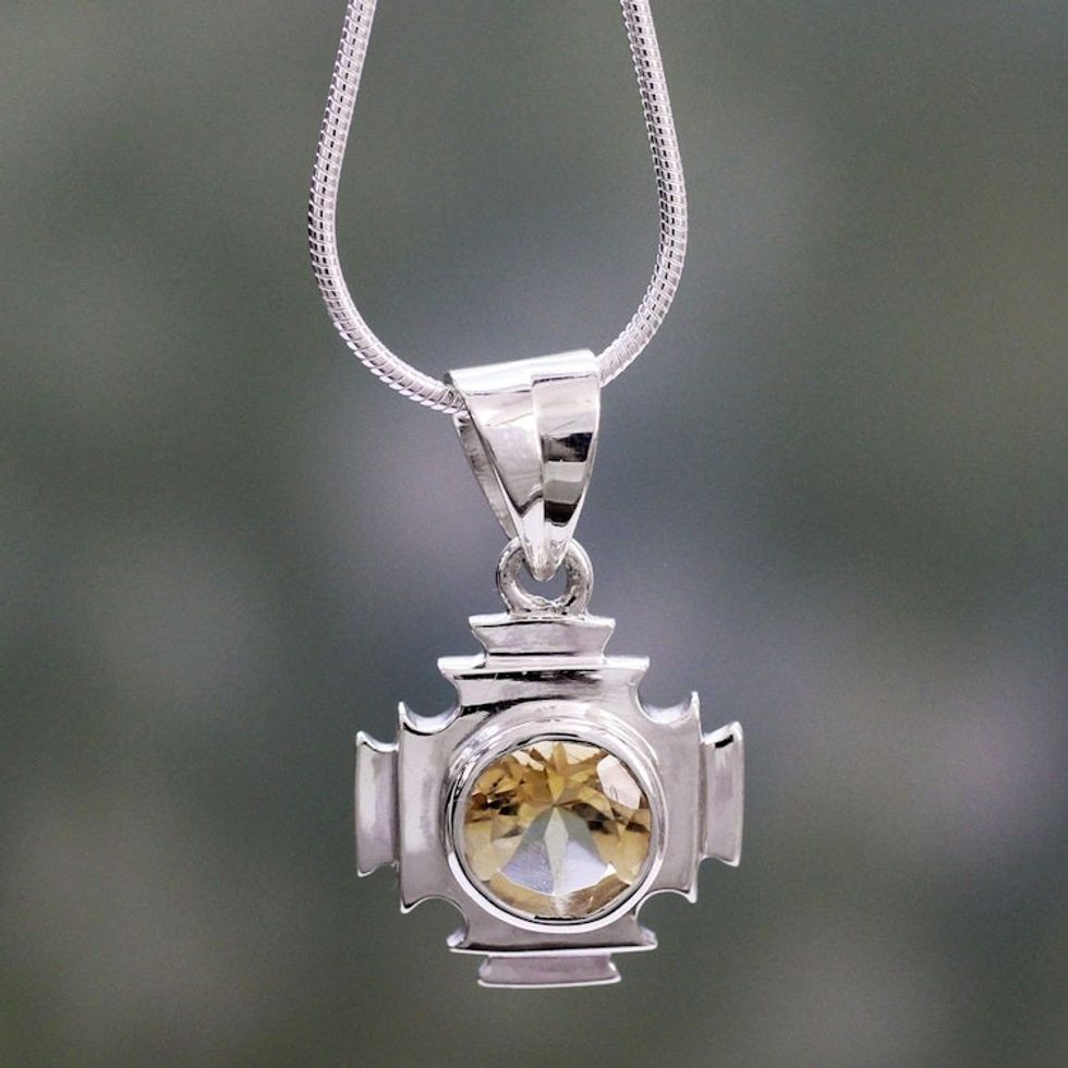 Citrine pendant necklace 'Lighthouse'
