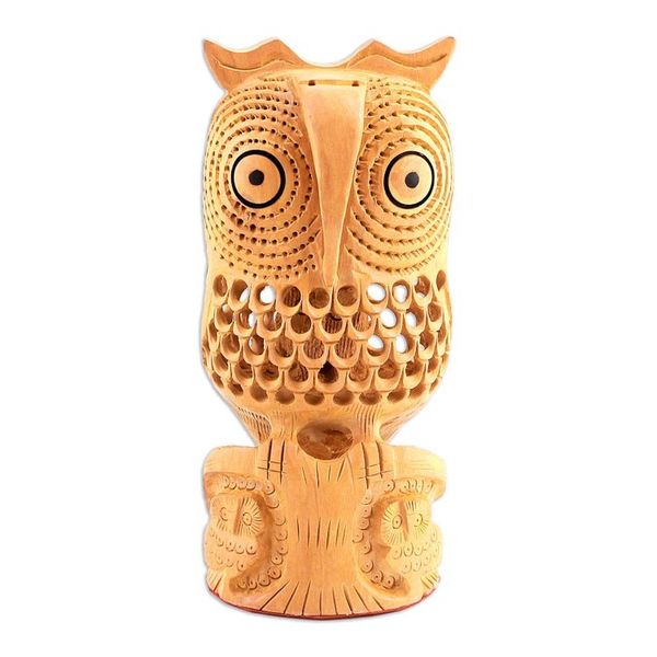 Alternate image for Jali Art Sculpture Hand Carved in India Night Owl Mom
