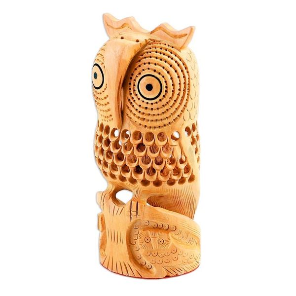 Alternate image for Jali Art Sculpture Hand Carved in India Night Owl Mom