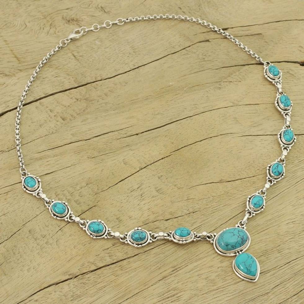Sterling Silver Y-necklace from Blue Stone Jewelry 'Sky Dream'