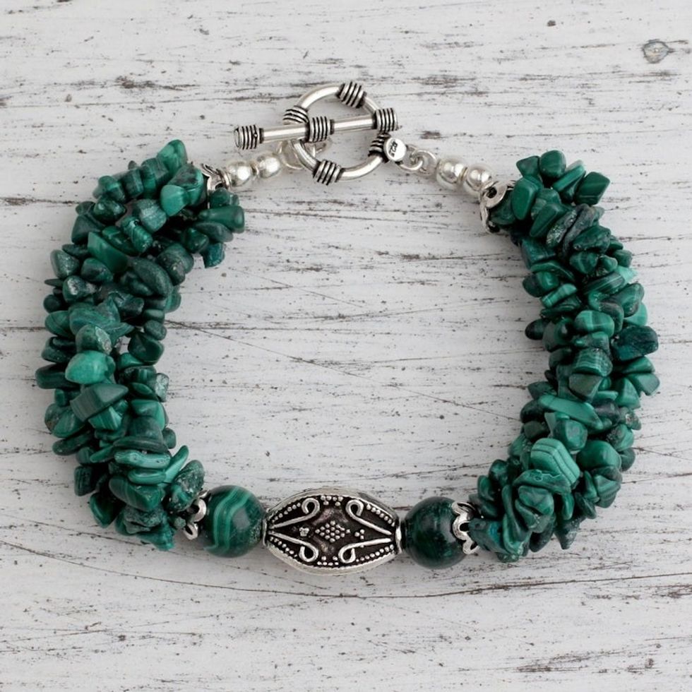 Malachite torsade bracelet 'Natural Sophistication'