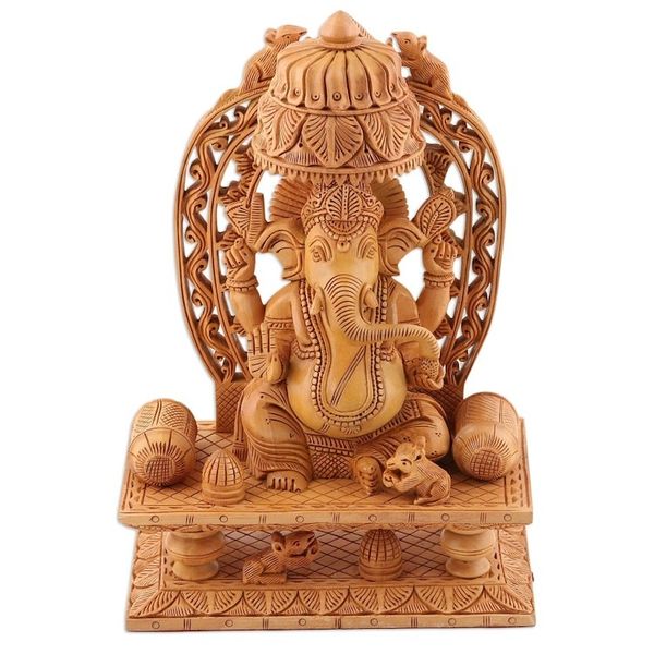 Alternate image for Artisan Crafted Religious Wood Sculpture Ganeshas Blessing II