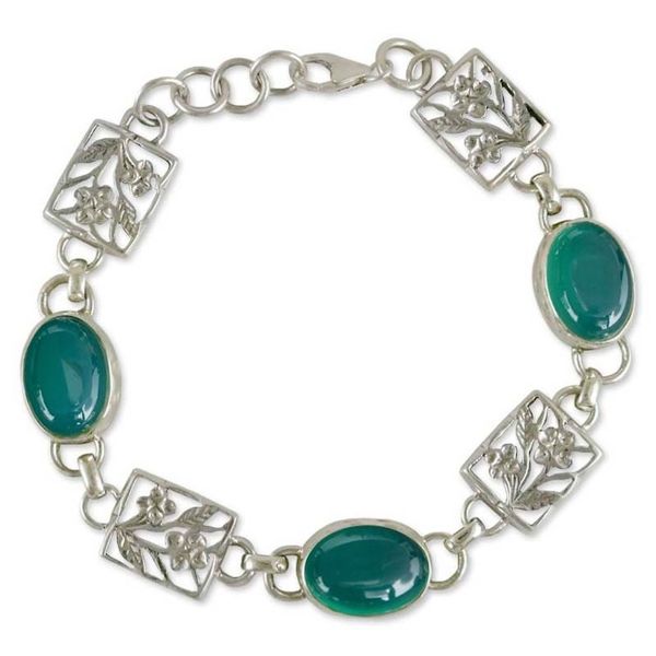 Alternate image for Sterling silver floral bracelet Summer Green