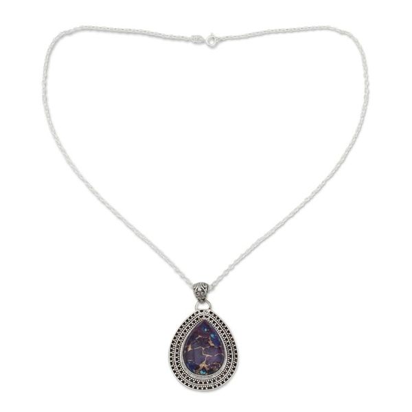 Alternate image for Purple Turquoise Necklace with Sterling Silver from India Forest Secrets
