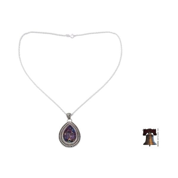 Alternate image for Purple Turquoise Necklace with Sterling Silver from India Forest Secrets