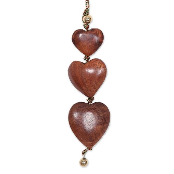 Alternate image for Wood ornaments Set of 3 Joyous Hearts