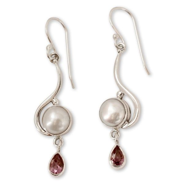 Alternate image for Handcrafted Sterling Silver Pearl and Earrings from India Cloud Sonnet