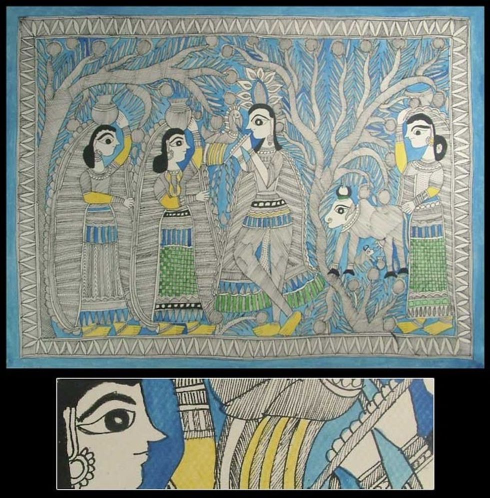 Madhubani painting 'On a Sunny Day'