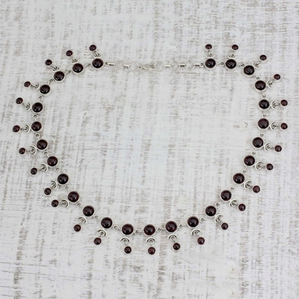 Garnet India Necklace Artisan Crafted with Silver 'Gratitude'