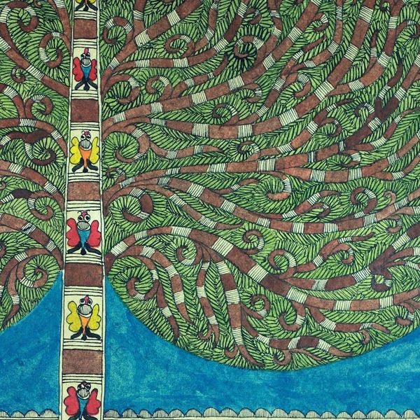 Alternate image for Indian Tree of Life Traditional Painting on Handmade Paper One with Nature II