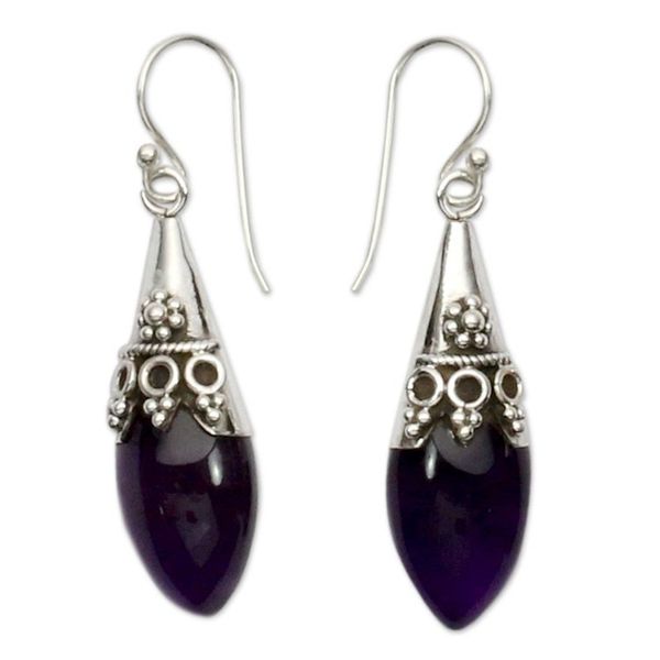 Alternate image for Sterling Silver and Amethyst Dangle Earrings Kerala Princess