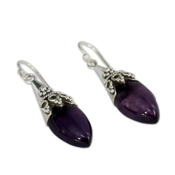 Alternate image for Sterling Silver and Amethyst Dangle Earrings Kerala Princess
