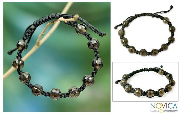 Alternate image for Smoky Quartz Shambhala-style Bracelet Joyful Oneness
