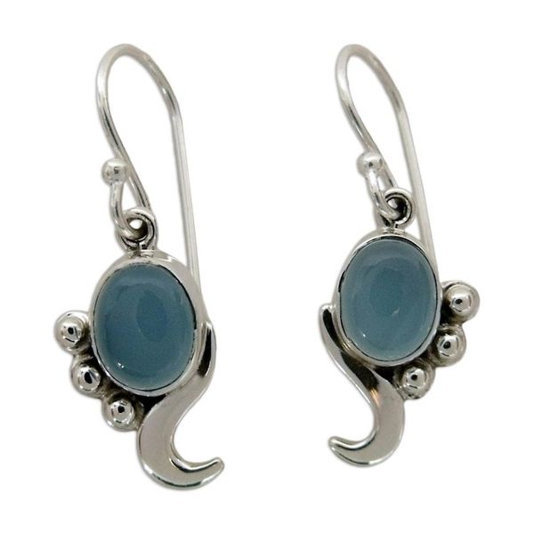 Alternate image for Hand Made Sterling Silver and Chalcedony Earrings Hindu Harmony