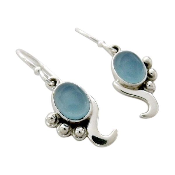 Alternate image for Hand Made Sterling Silver and Chalcedony Earrings Hindu Harmony