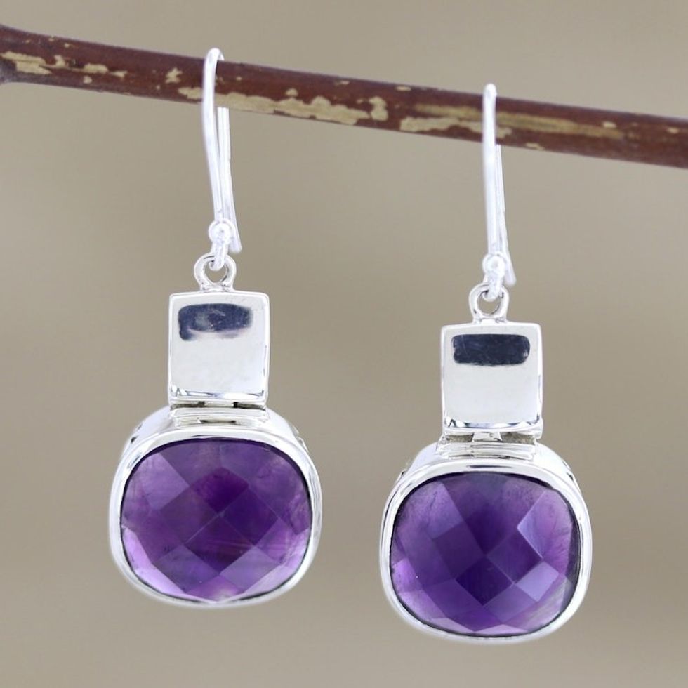Sterling Silver and Amethyst Earrings 'Delight'