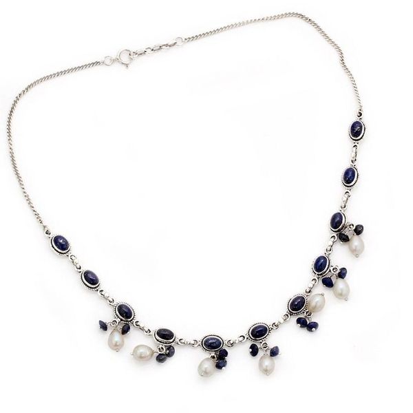 Alternate image for Fair Trade Pearl and Lapis Lazuli Necklace Sitas Splendor