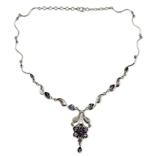 Alternate image for Amethyst flower necklace Blossoming Love