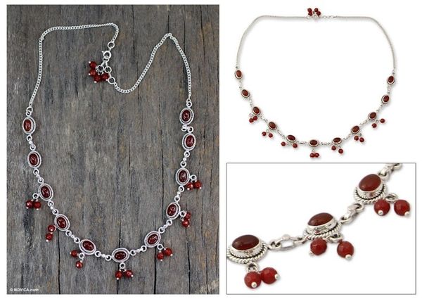Alternate image for Sterling Silver and Carnelian Necklace from India Whispered Desire