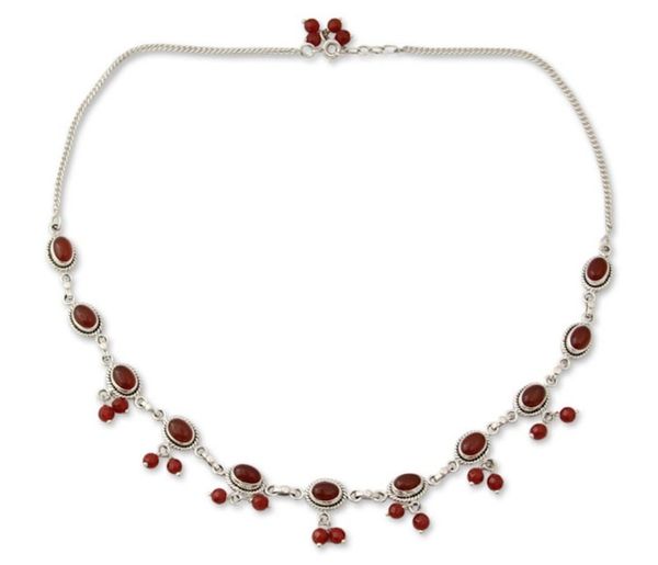 Alternate image for Sterling Silver and Carnelian Necklace from India Whispered Desire