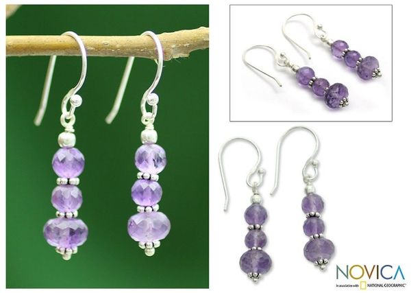 Alternate image for Amethyst dangle earrings Jaipur Lily
