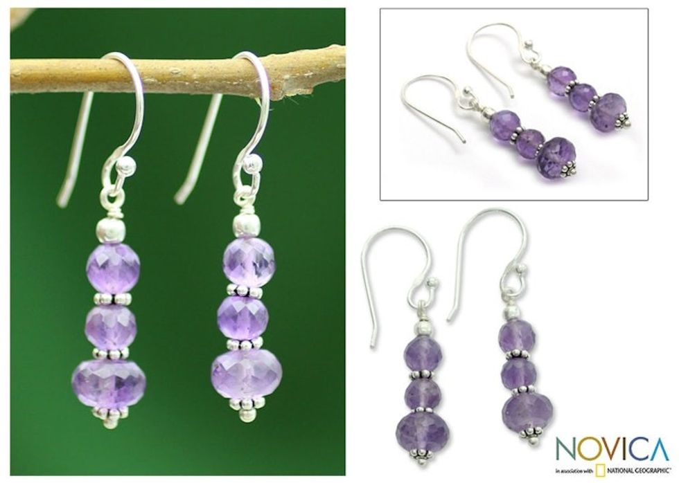 Amethyst dangle earrings 'Jaipur Lily'