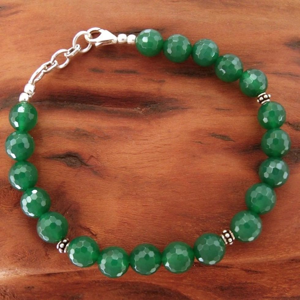 Onyx beaded bracelet 'Verdant Splendor'