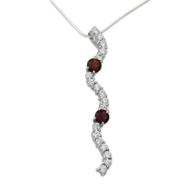 Alternate image for Sterling Silver Necklace with Garnet and Cubic Zirconia Sparkling Treasure