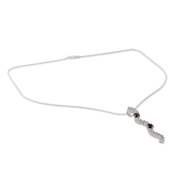 Alternate image for Sterling Silver Necklace with Garnet and Cubic Zirconia Sparkling Treasure