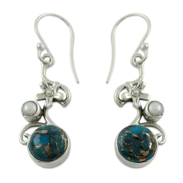 Alternate image for Cultured pearl flower earrings Unique