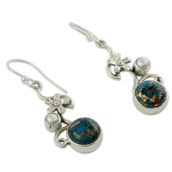 Alternate image for Cultured pearl flower earrings Unique