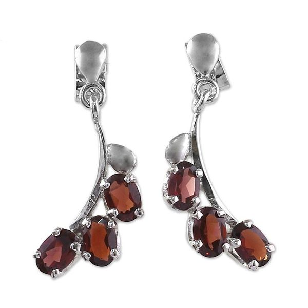 Alternate image for Sterling Silver and Garnet Earrings Artisan Jewelry Bright Blossoms
