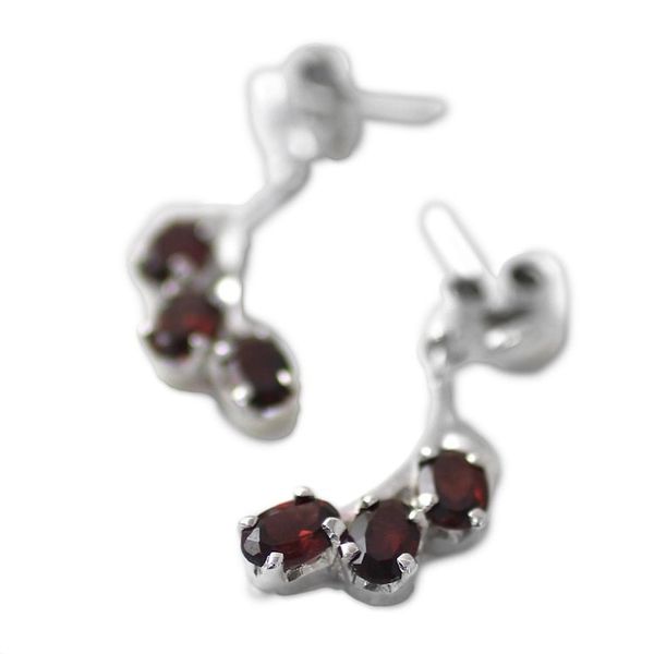 Alternate image for Sterling Silver and Garnet Earrings Artisan Jewelry Bright Blossoms