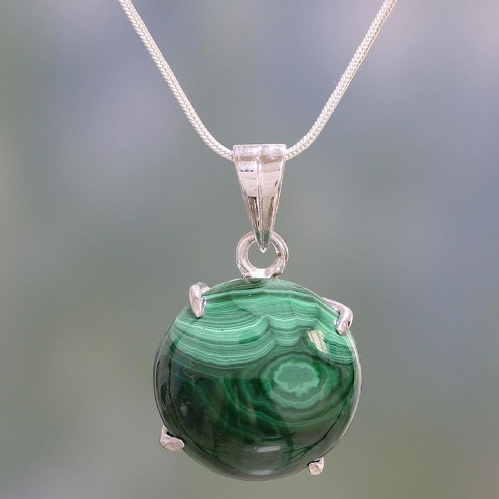Malachite Pendant Necklace 'Oceans of Desire'