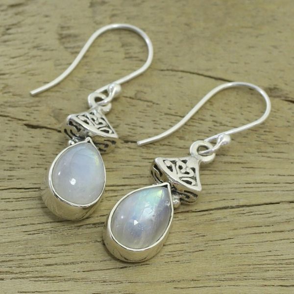 Alternate image for Moonstone Earrings in Sterling Silver from India Misty Morn