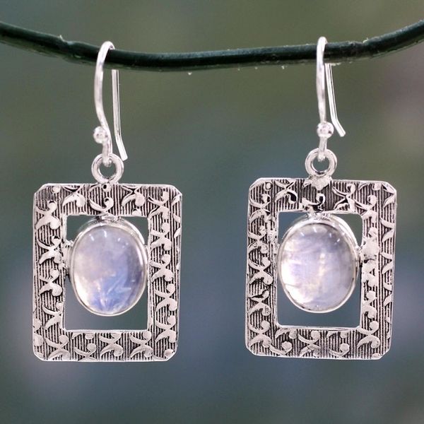 Alternate image for Rainbow Moonstone dangle earrings Hypnotic Intuition