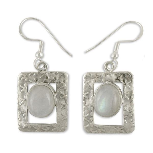 Alternate image for Rainbow Moonstone dangle earrings Hypnotic Intuition