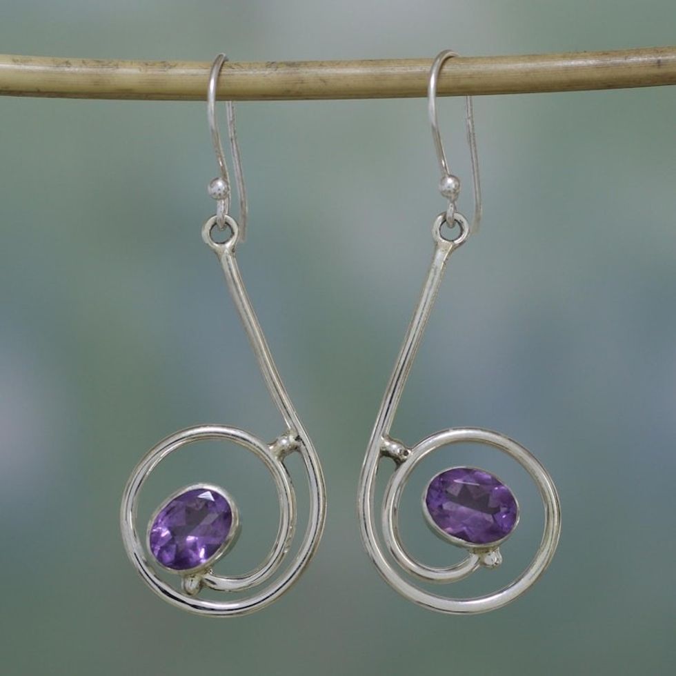 Amethyst dangle earrings 'Lyric'