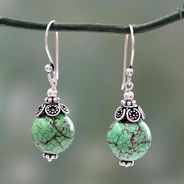 Alternate image for Sterling silver beaded dangle earrings Dew Kissed
