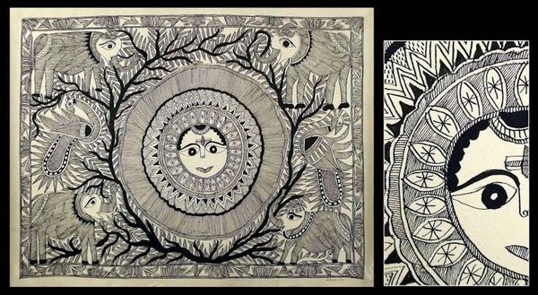 Alternate image for Madhubani painting Mighty Sun