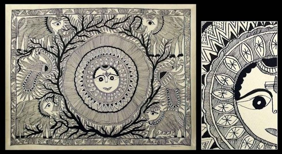 Madhubani painting 'Mighty Sun'