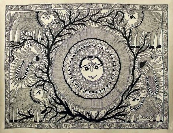 Alternate image for Madhubani painting Mighty Sun